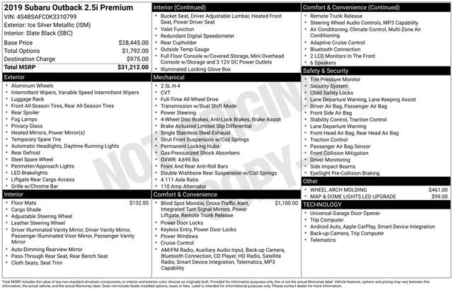 Used 2019 Subaru Outback 2.5i Premium AWD/4WD image 33