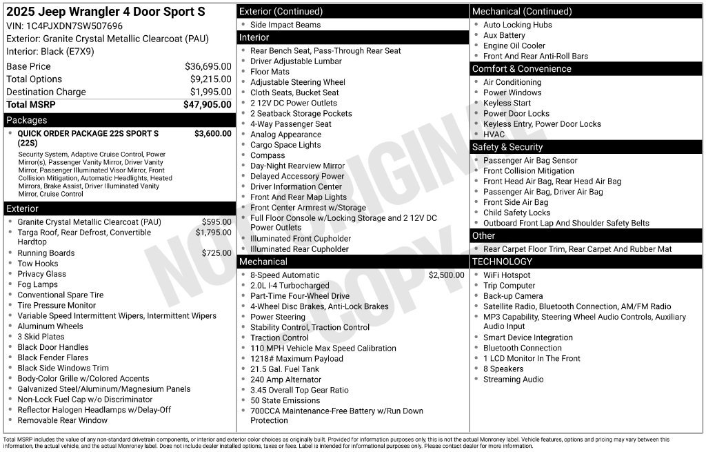 Used 2025 Jeep Wrangler Unlimited Sport AWD/4WD image 5