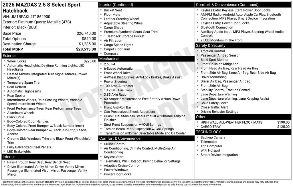 New 2026 MAZDA MAZDA3 s Sport image 2