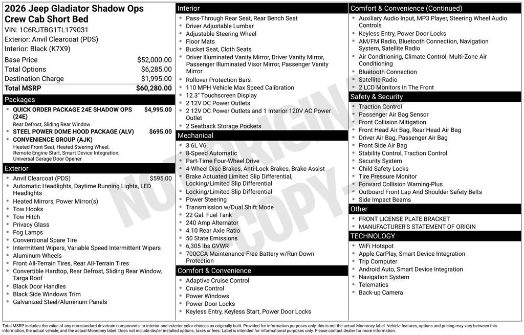New 2026 Jeep Gladiator Rubicon AWD/4WD image 30