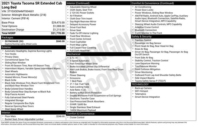 Used 2021 Toyota Tacoma SR w/ SX Package AWD/4WD image 19