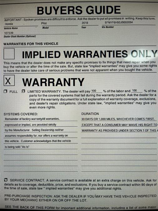 Used 2018 Honda Pilot EX-L image 10