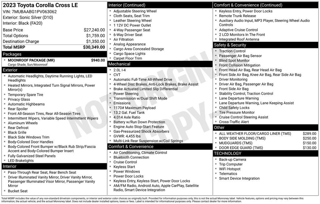 Used 2023 Toyota Corolla Cross LE w/ Moonroof Package image 41