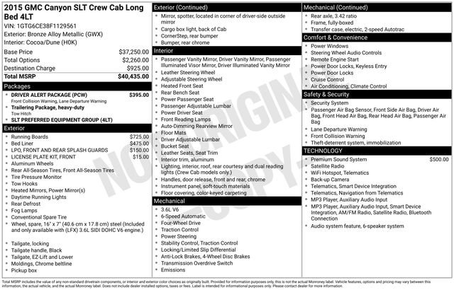 Used 2015 GMC Canyon SLT w/ Driver Alert Package AWD/4WD image 2