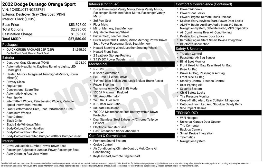 Used 2022 Dodge Durango R/T w/ Quick Order Package 22F AWD/4WD image 36