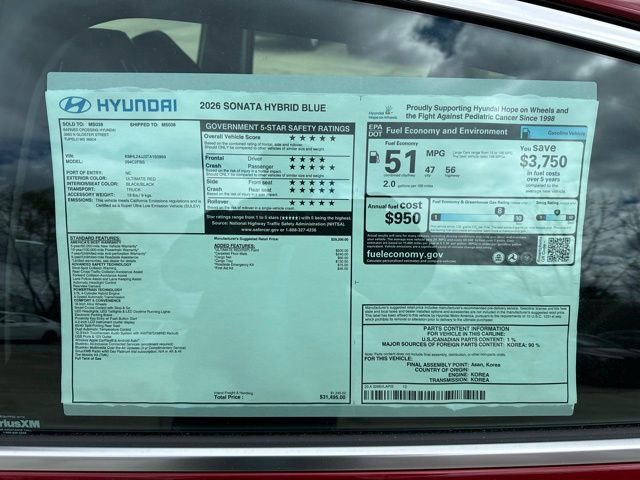 New 2026 Hyundai Sonata Blue FWD image 11