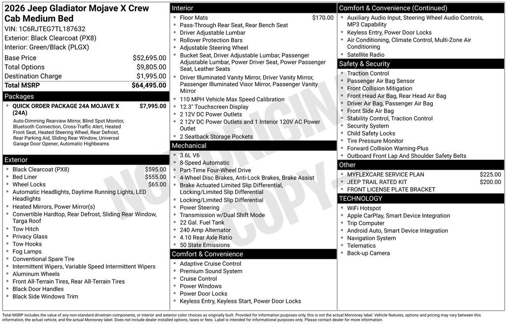New 2026 Jeep Gladiator Mojave AWD/4WD image 38