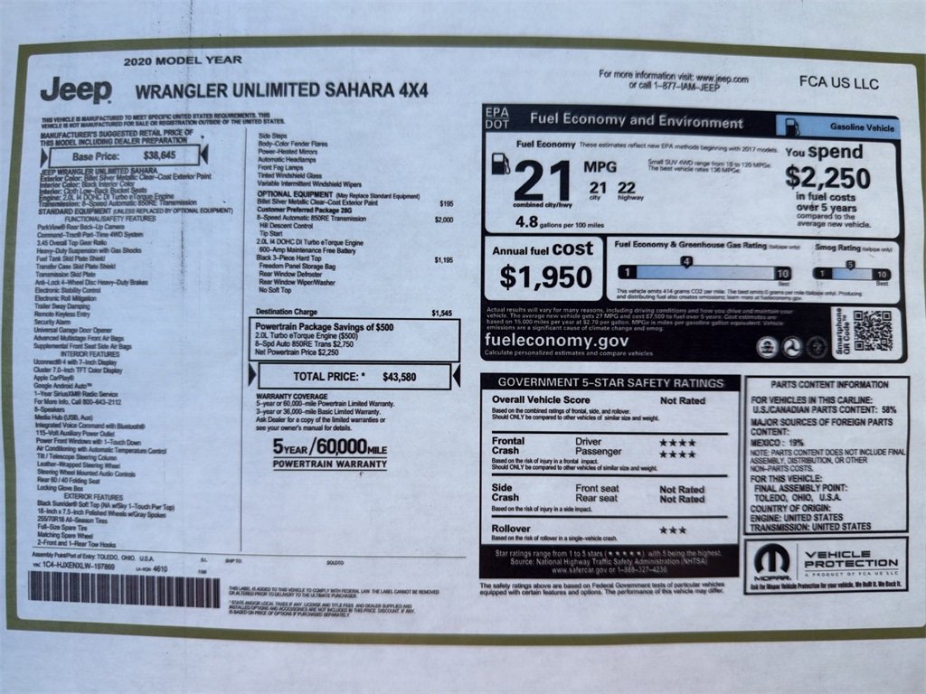 Used 2020 Jeep Wrangler Unlimited Sahara image 2