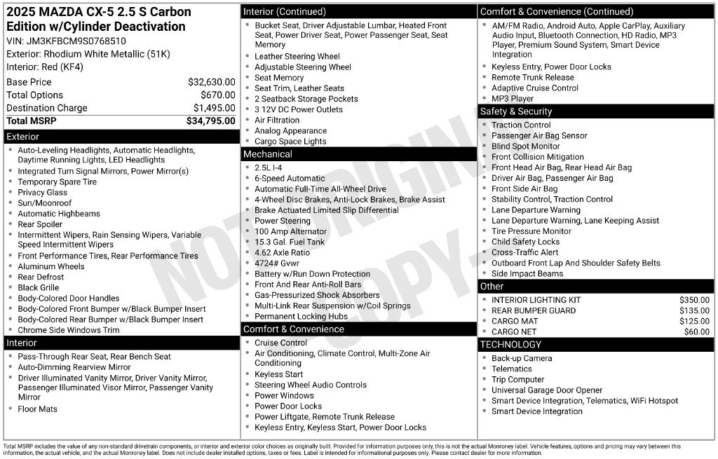 Used 2025 MAZDA CX-5 Carbon Edition AWD/4WD image 3