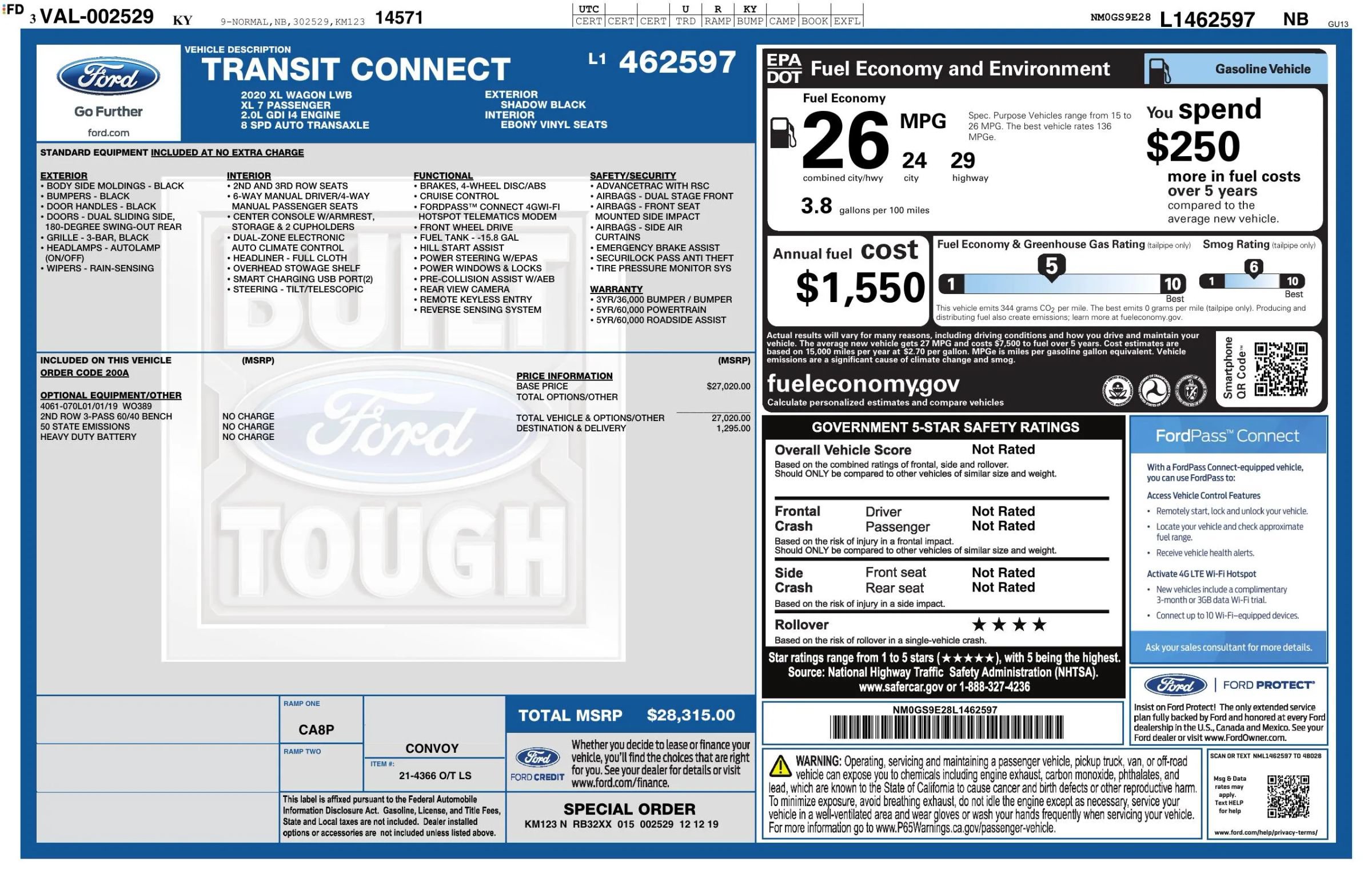 Used 2020 Ford Transit Connect XL FWD image 53