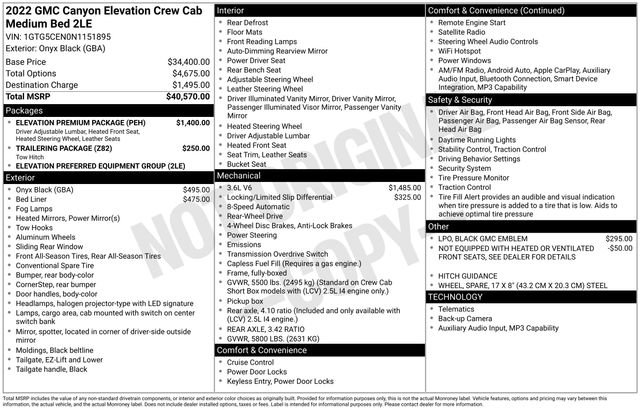 Used 2022 GMC Canyon Elevation w/ Elevation Premium Package RWD image 2