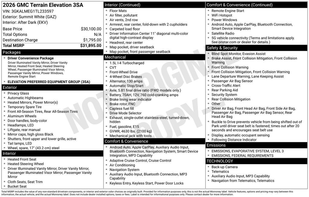 New 2026 GMC Terrain Elevation image 26