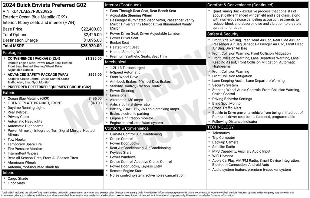 Used 2024 Buick Envista Preferred w/ Convenience I Package FWD image 6