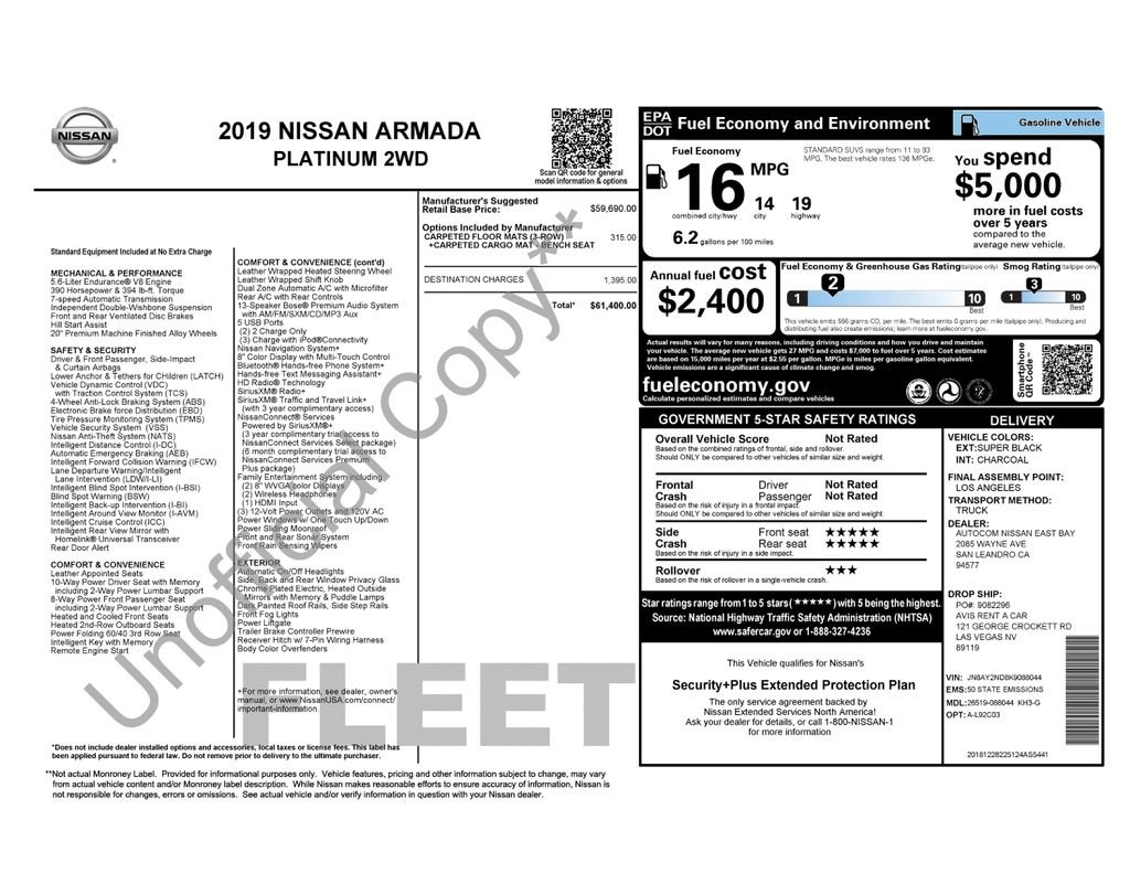 Used 2019 Nissan Armada Platinum RWD image 11
