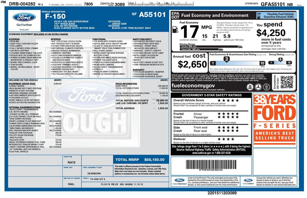 Used 2016 Ford F150 Lariat w/ Equipment Group 502A Luxury image 13