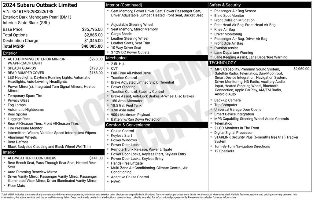 Used 2024 Subaru Outback Limited image 35