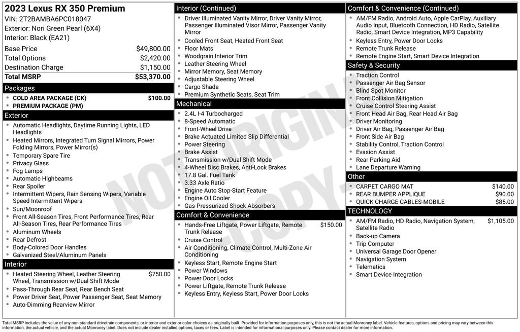 Used 2023 Lexus RX 350 Premium w/ Cold Area Package FWD image 38