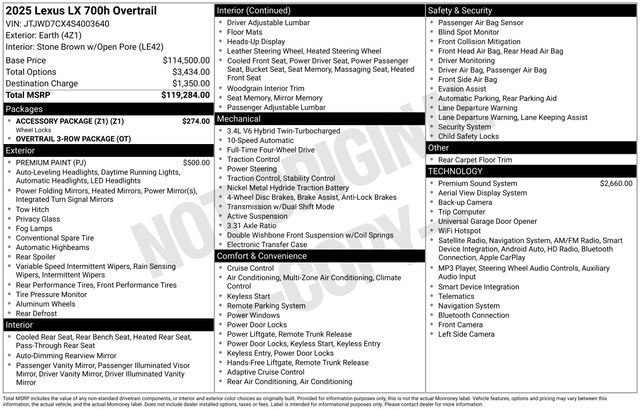 Used 2025 Lexus LX 700h Overtrail w/ Accessory Package (Z1) AWD/4WD image 7