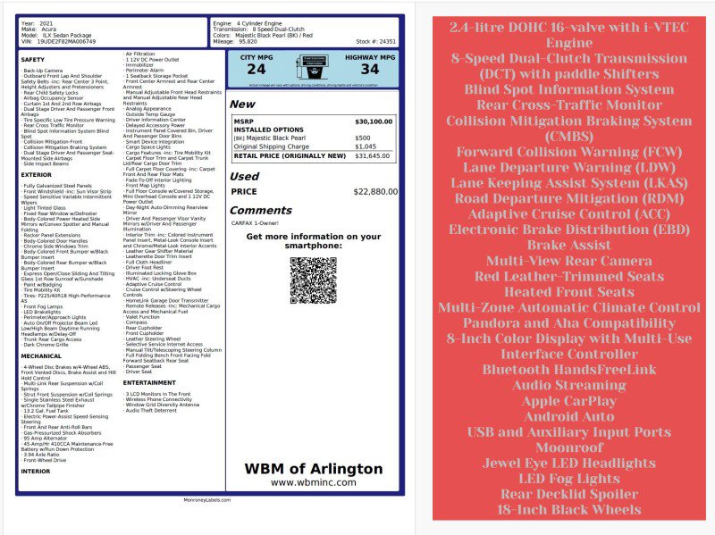 Used 2021 Acura ILX image 72