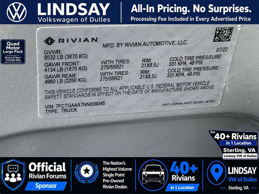 Used 2022 Rivian R1T Adventure AWD/4WD image 30