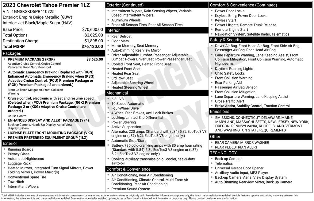 Used 2023 Chevrolet Tahoe Premier w/ Premium Package 2 image 47