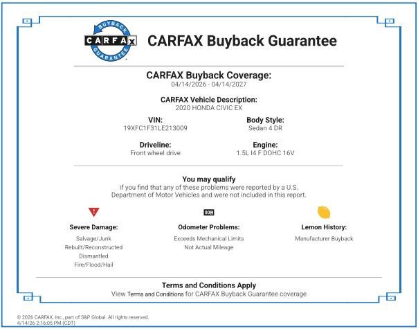 Used 2020 Honda Civic EX image 2