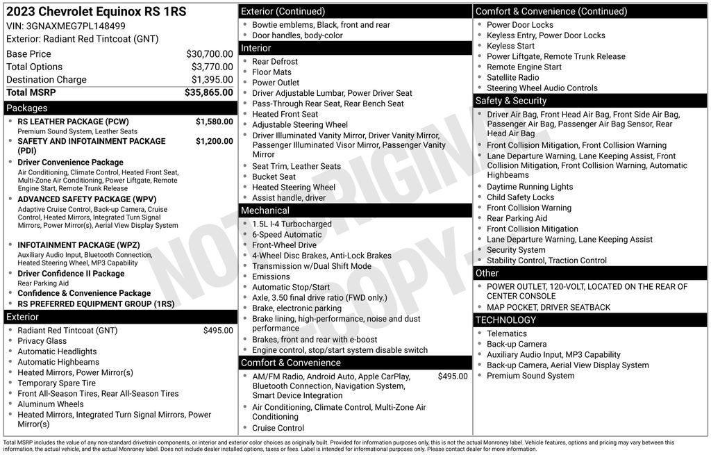 Used 2023 Chevrolet Equinox RS w/ RS Leather Package FWD image 6