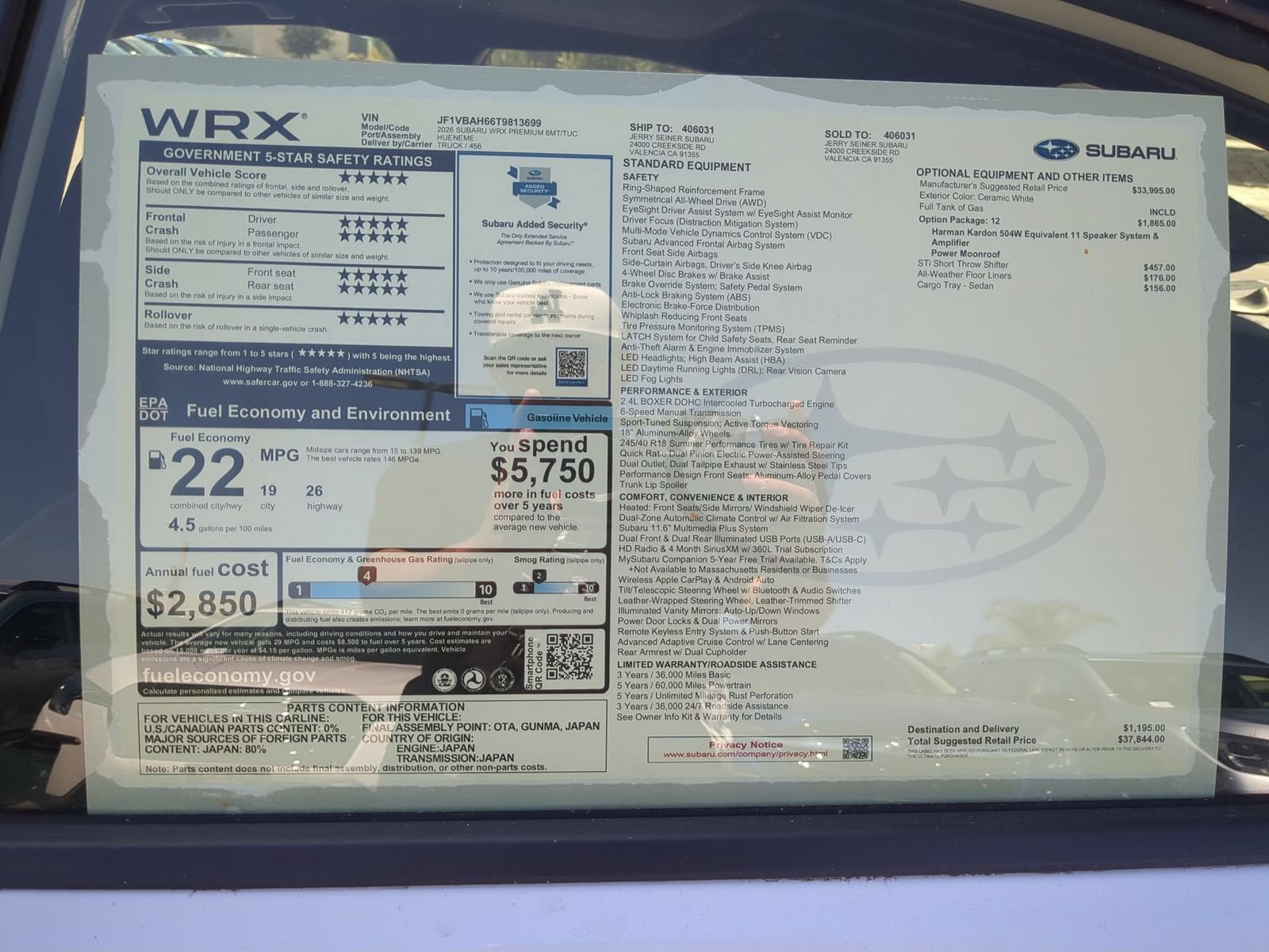 New 2026 Subaru WRX Premium AWD/4WD image 15