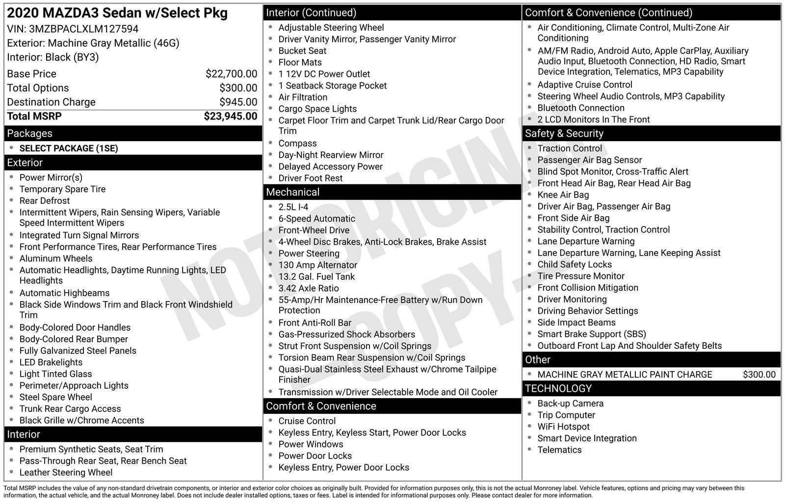 Used 2020 MAZDA MAZDA3 Sedan w/ Select Package image 6