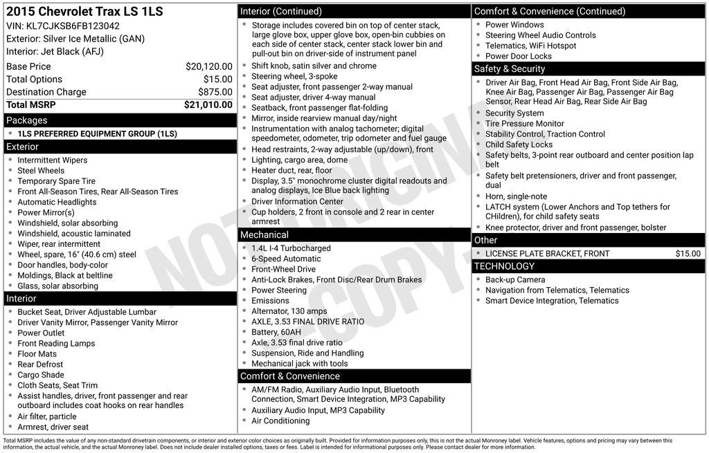 Used 2015 Chevrolet Trax LS FWD image 21