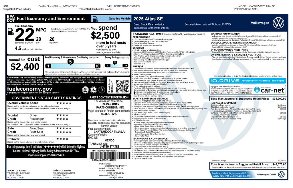 Used 2025 Volkswagen Atlas SE FWD image 4