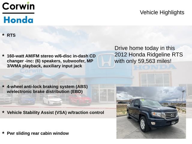 Used 2012 Honda Ridgeline RTS image 6