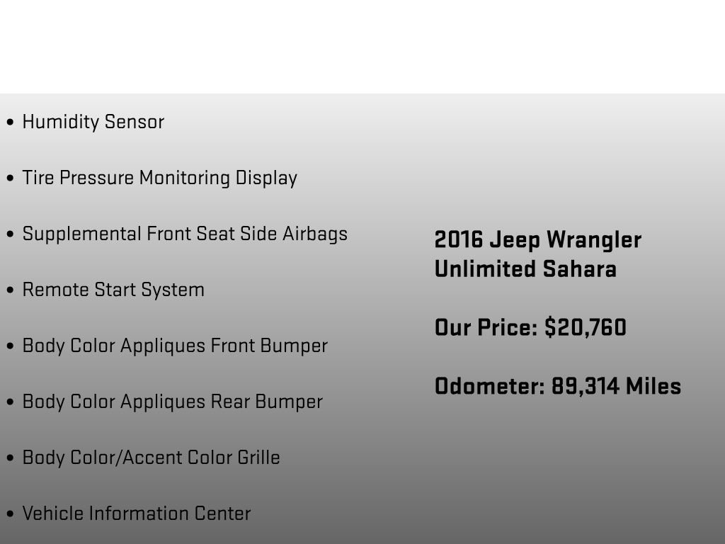 Used 2016 Jeep Wrangler Unlimited Sahara w/ Connectivity Group AWD/4WD image 24