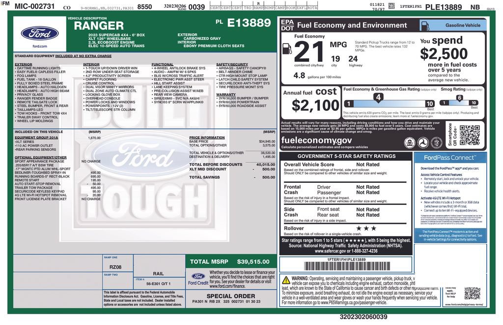 Used 2023 Ford Ranger XLT w/ Equipment Group 301A Mid AWD/4WD image 4