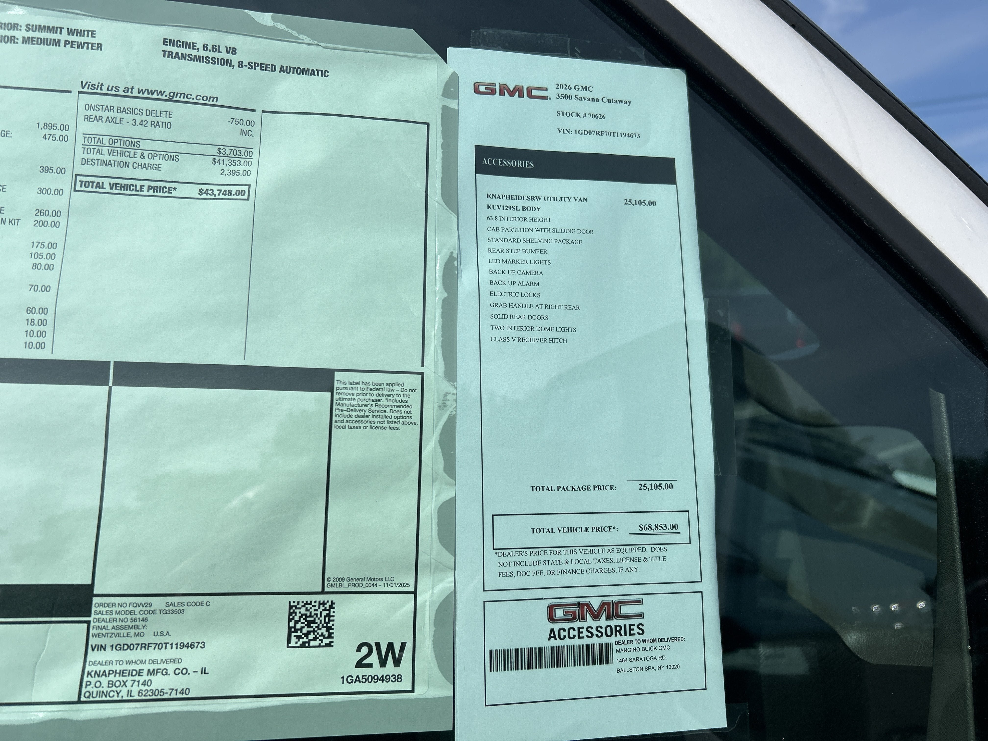 New 2026 GMC Savana 3500 w/ Power Convenience Package RWD image 19