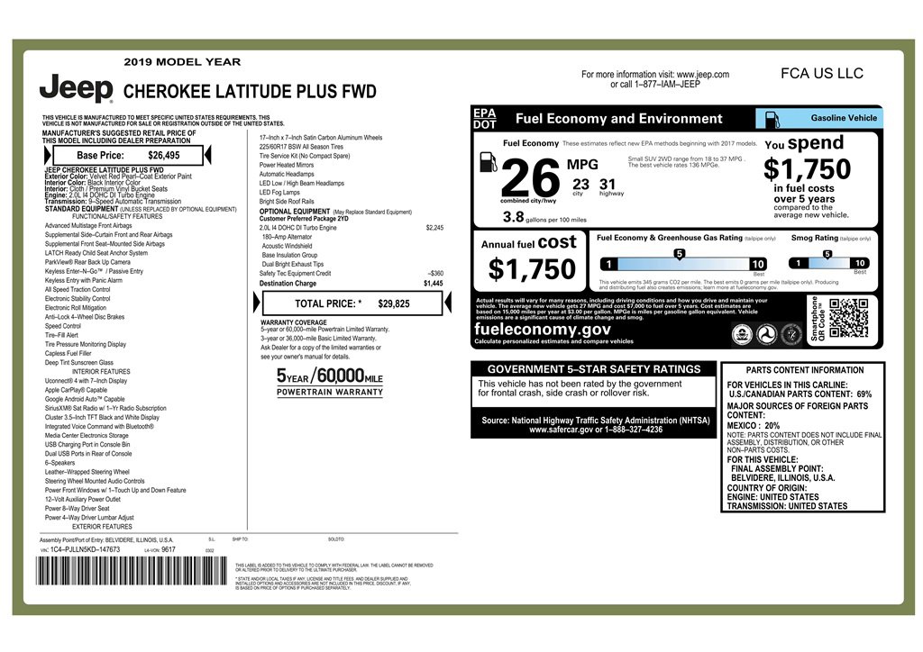 Used 2019 Jeep Cherokee Latitude Plus image 9