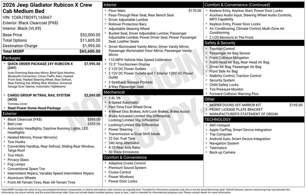 New 2026 Jeep Gladiator Rubicon image 2