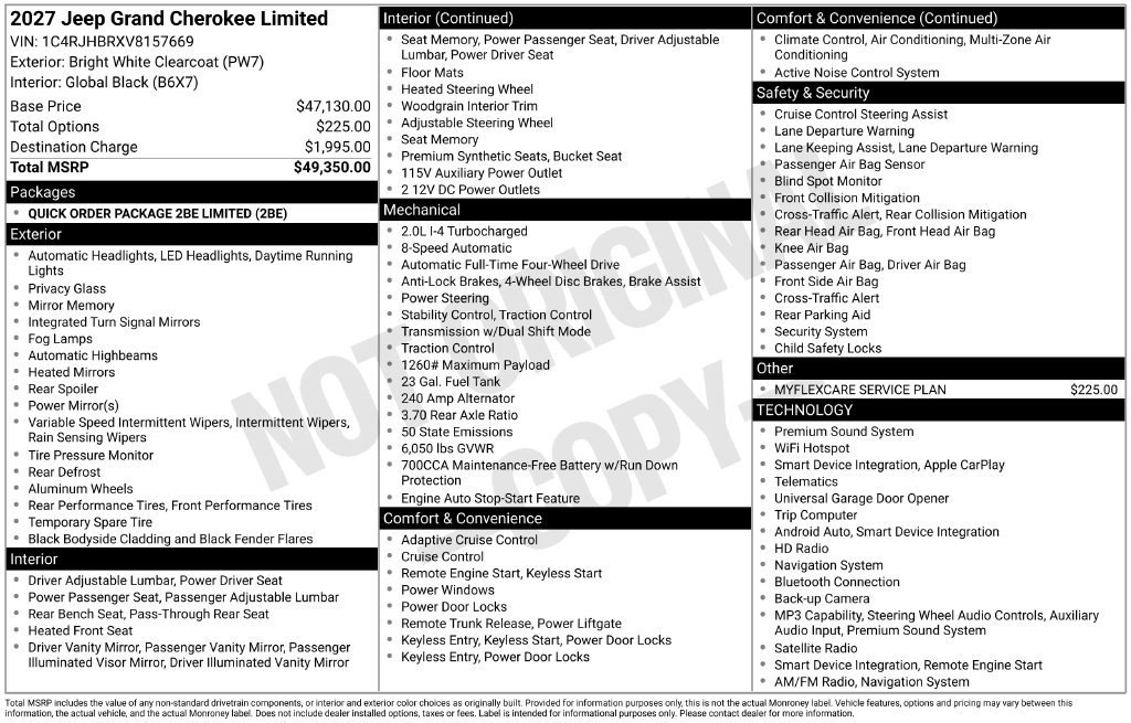 New 2027 Jeep Grand Cherokee Limited AWD/4WD image 28
