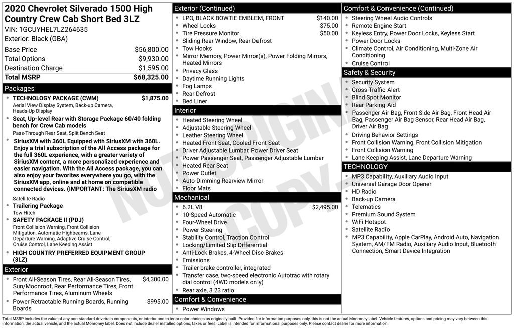 Certified 2020 Chevrolet Silverado 1500 High Country w/ Technology Package AWD/4WD image 14