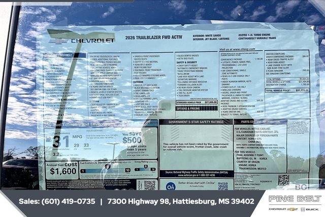 New 2026 Chevrolet TrailBlazer ACTIV w/ Convenience Package image 12