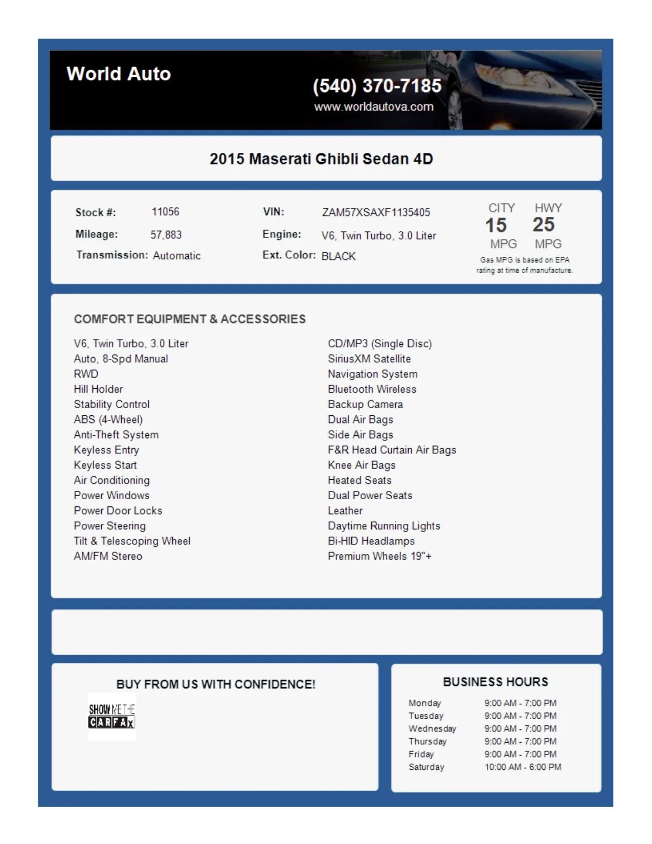 Used 2015 Maserati Ghibli RWD image 2