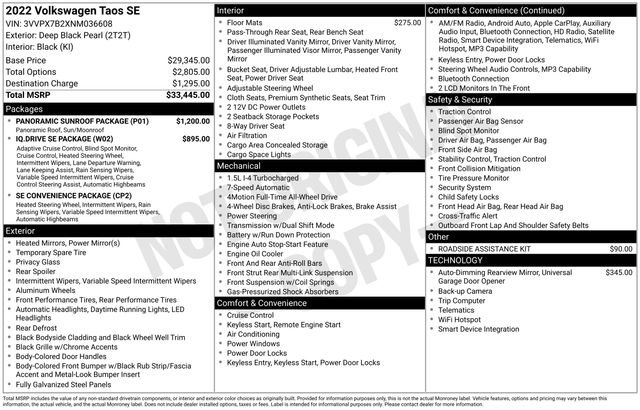 Used 2022 Volkswagen Taos SE w/ Panoramic Sunroof Package image 4