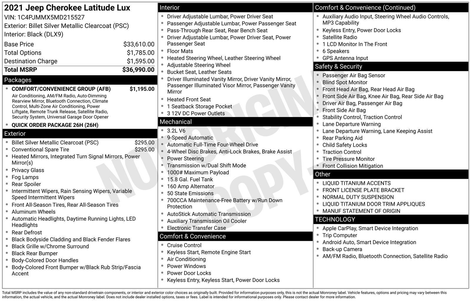 Certified 2021 Jeep Cherokee Latitude Lux w/ Comfort/Convenience Group AWD/4WD image 31