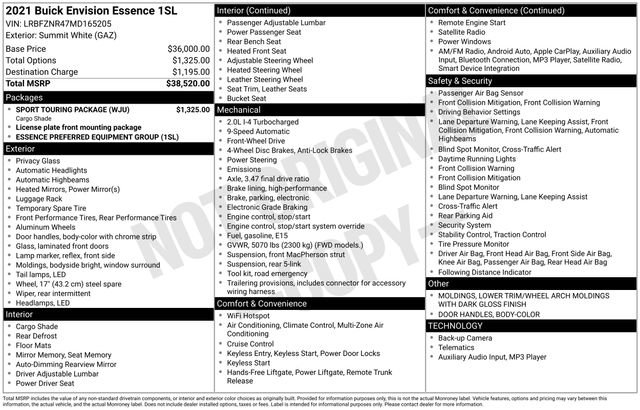 Used 2021 Buick Envision Essence w/ Sport Touring Package image 2