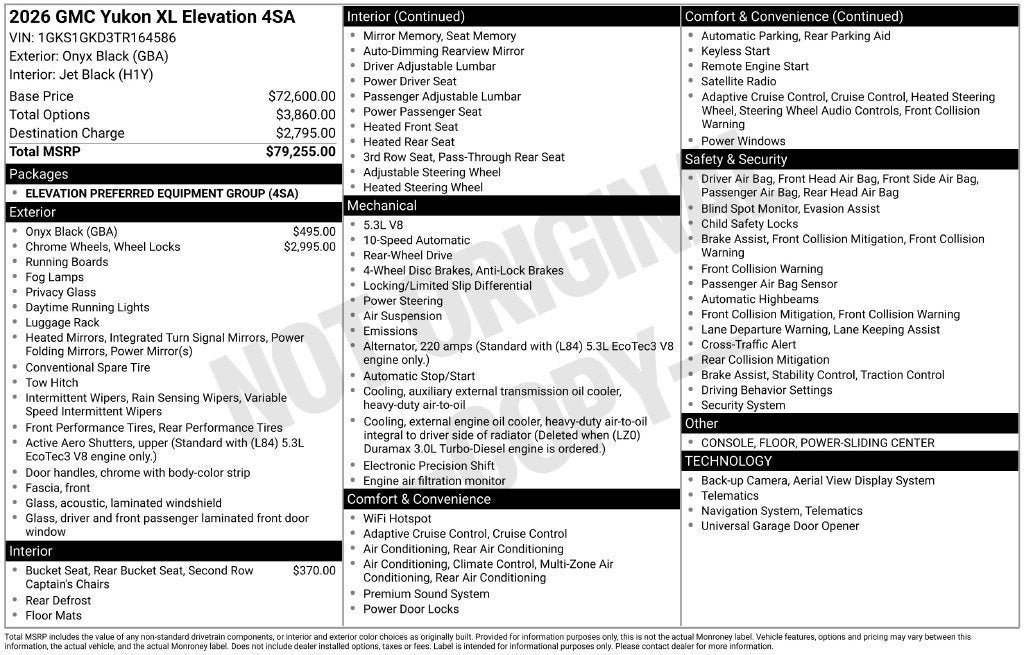 New 2026 GMC Yukon XL Elevation RWD image 26