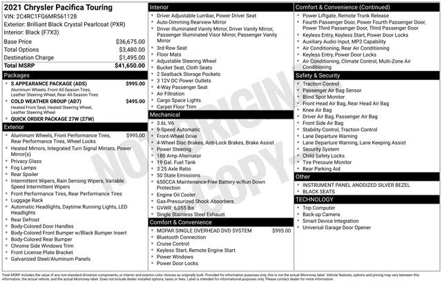 Used 2021 Chrysler Pacifica Touring w/ S Appearance Package FWD image 34