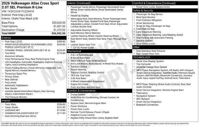 Certified 2026 Volkswagen Atlas Cross Sport SEL Premium R-Line AWD/4WD image 38