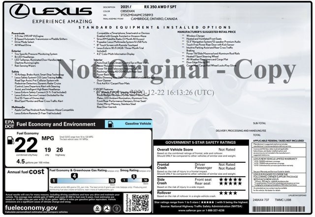 Used 2021 Lexus RX 350 F Sport w/ Accessory Package AWD/4WD image 2