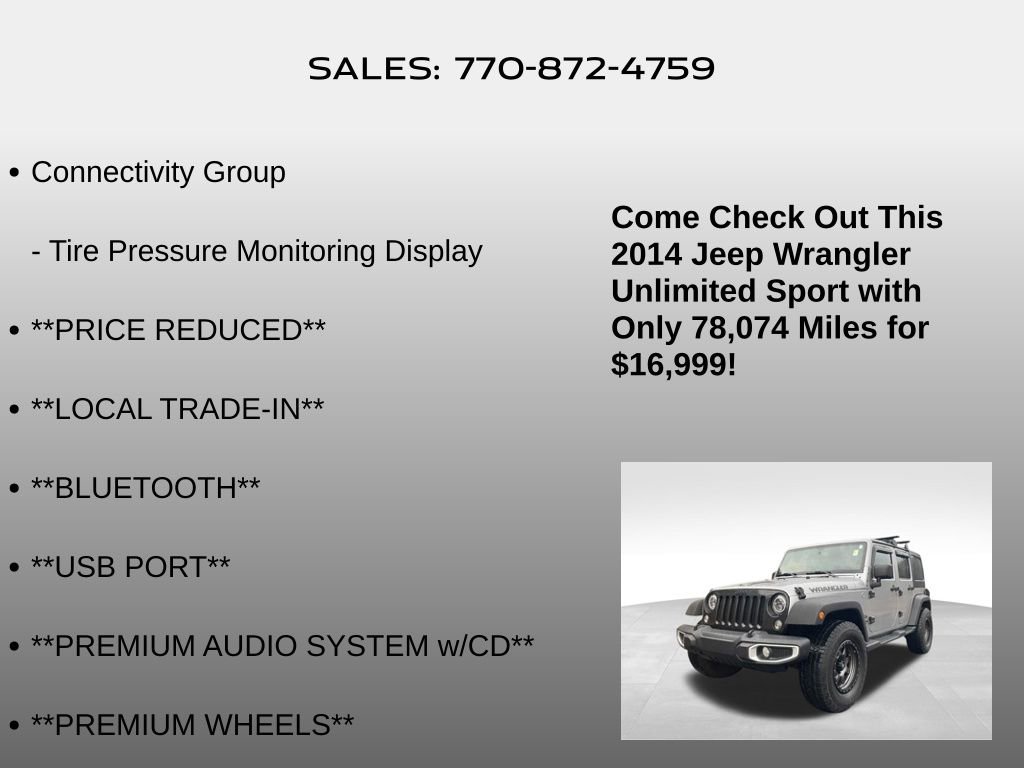 Used 2014 Jeep Wrangler Unlimited Sport w/ Quick Order Package 24S image 10