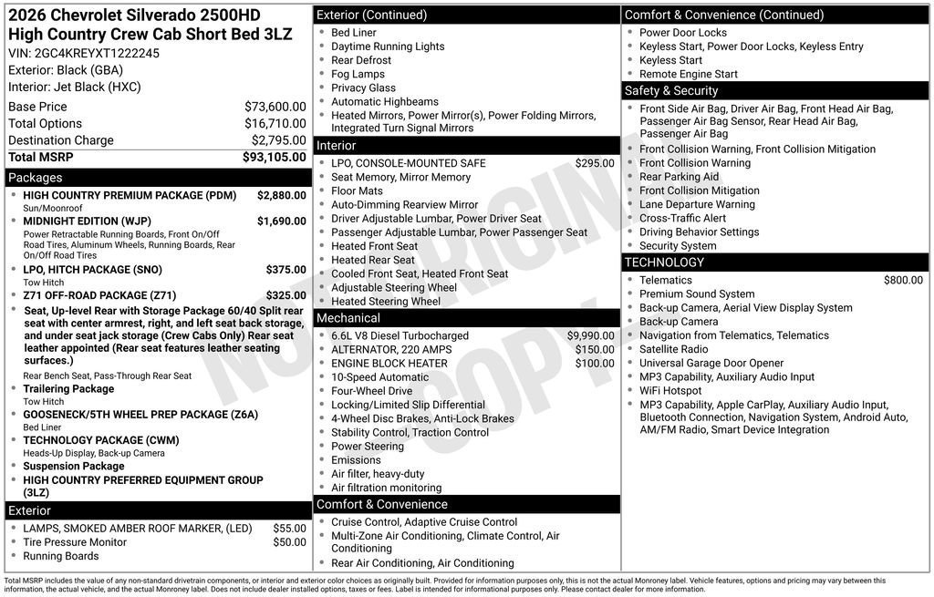 New 2026 Chevrolet Silverado 2500 High Country w/ High Country Premium Package AWD/4WD image 5